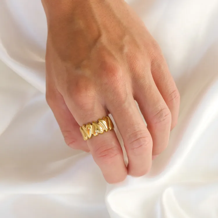 waterproof hart ring in verguld staal - OCEANA