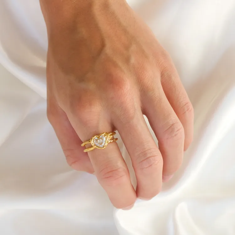 waterproof hart ring in verguld staal - OCEANA
