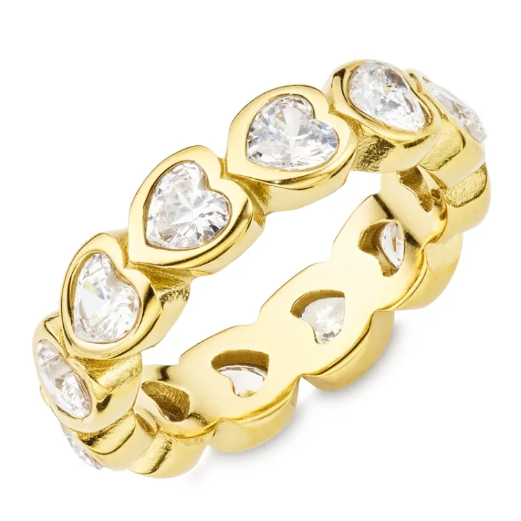 waterproof hart ring in verguld staal - OCEANA