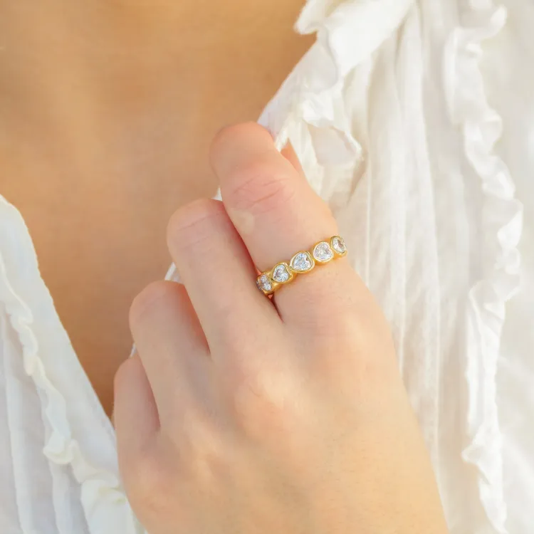 waterproof hart ring in verguld staal - OCEANA