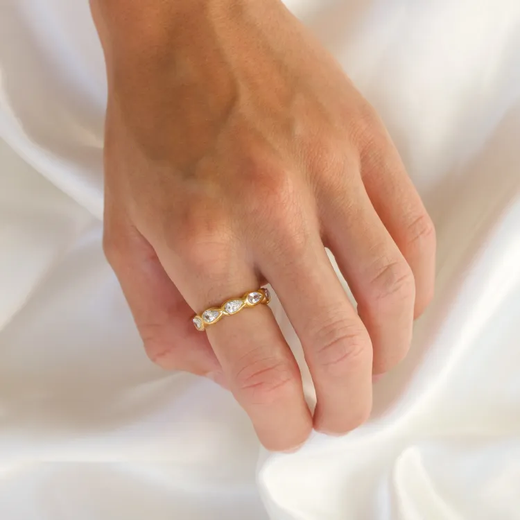 waterproof zirkoon ring in verguld staal - OCEANA