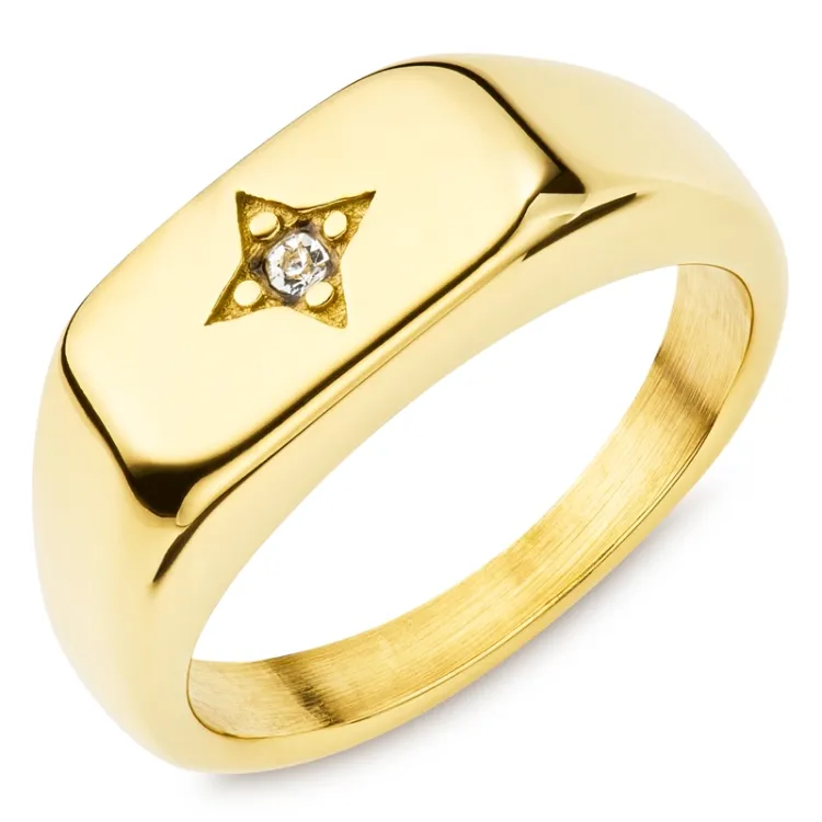 waterproof ster ring in verguld staal - OCEANA