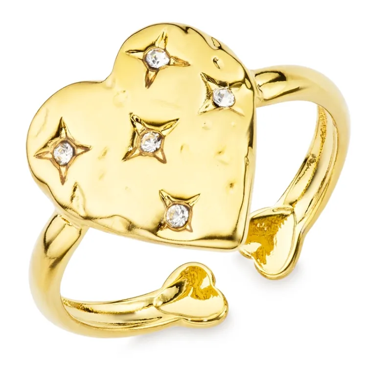 waterproof hart verstelbaar ring in verguld staal - OCEANA