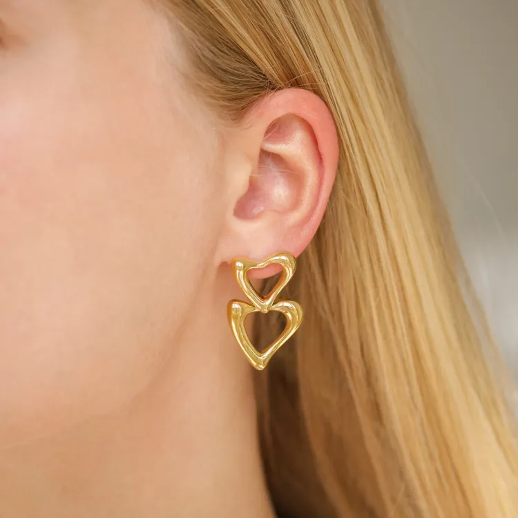 waterproof hart oorbellen in verguld staal - OCEANA