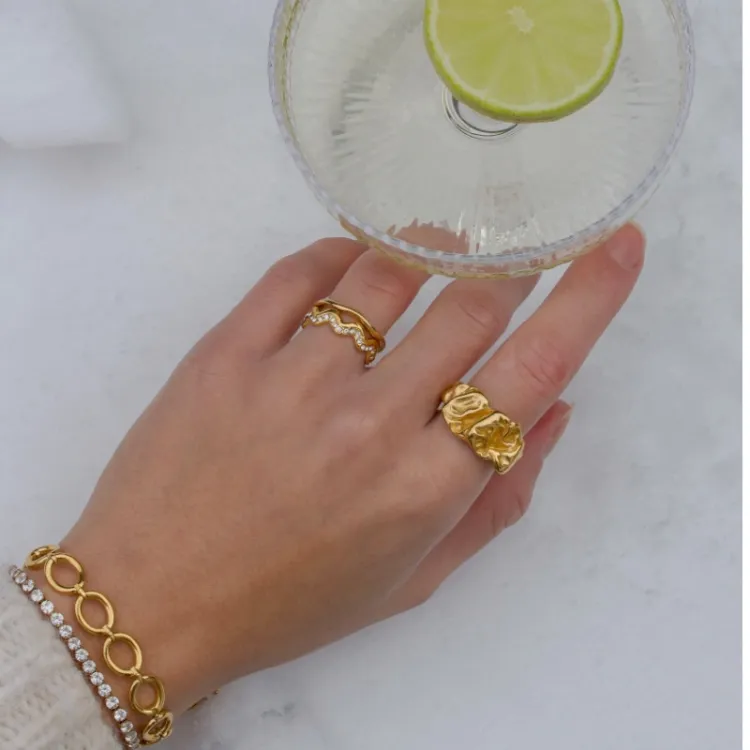 waterproof ring in verguld staal - OCEANA