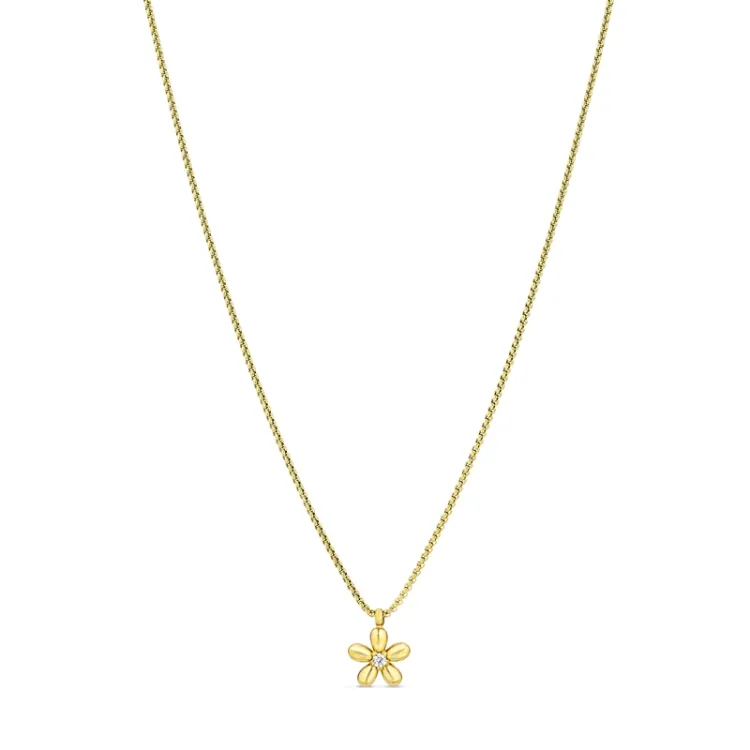 waterproof bloem ketting in verguld staal - OCEANA
