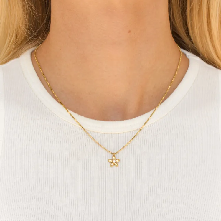 waterproof bloem ketting in verguld staal - OCEANA