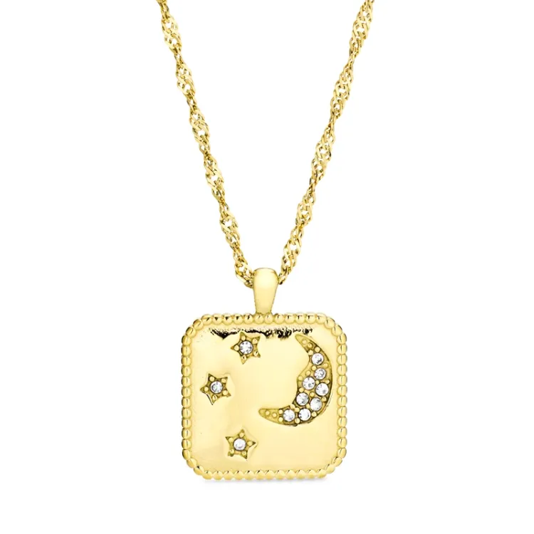 waterproof maan en ster ketting in verguld staal - OCEANA