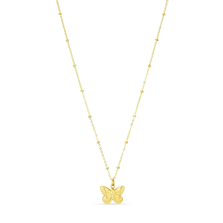waterproof vlinder ketting in verguld staal - OCEANA