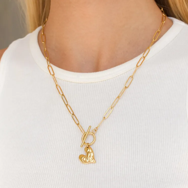 waterproof hart ketting in verguld staal - OCEANA