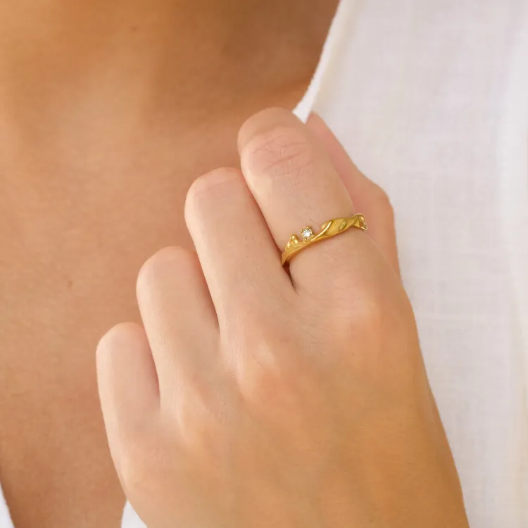 waterproof zirkoon ring in verguld staal - OCEANA