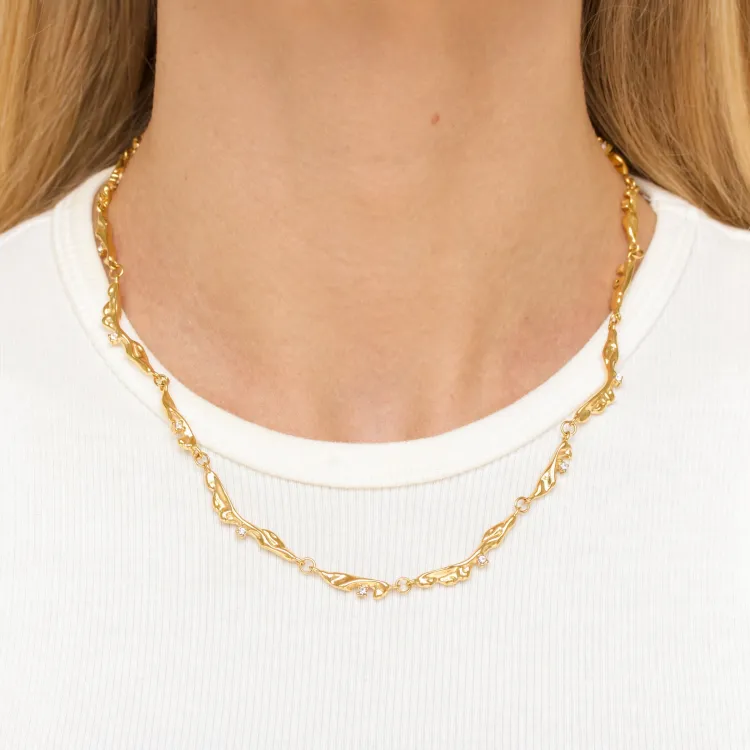 waterproof zirkoon ketting in verguld staal - OCEANA