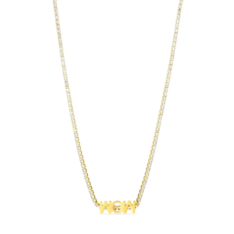 waterproof smaragd ketting in verguld staal met hanger in staal - OCEANA