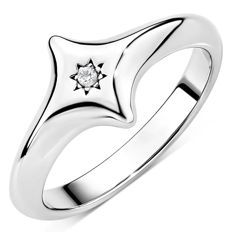 waterproof ster zirkoon ring in staal - OCEANA