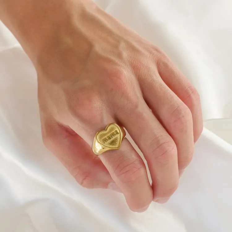 waterproof hart ring in verguld staal - OCEANA
