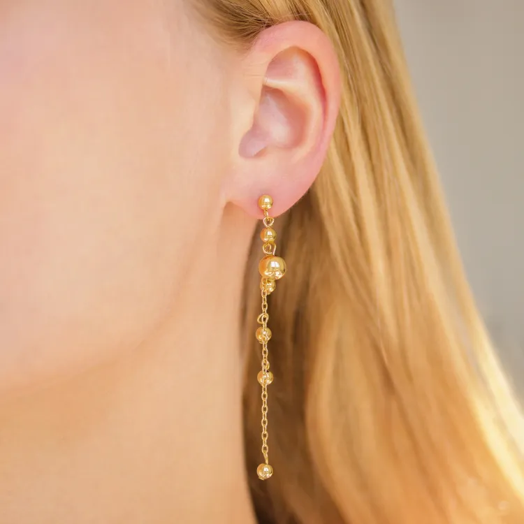 waterproof lange ketting oorbellen in verguld staal - OCEANA