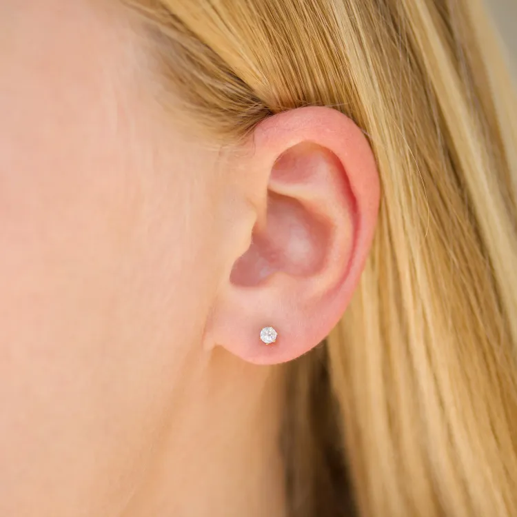 3 mm waterproof zirkoon oorsteker in verguld staal - OCEANA