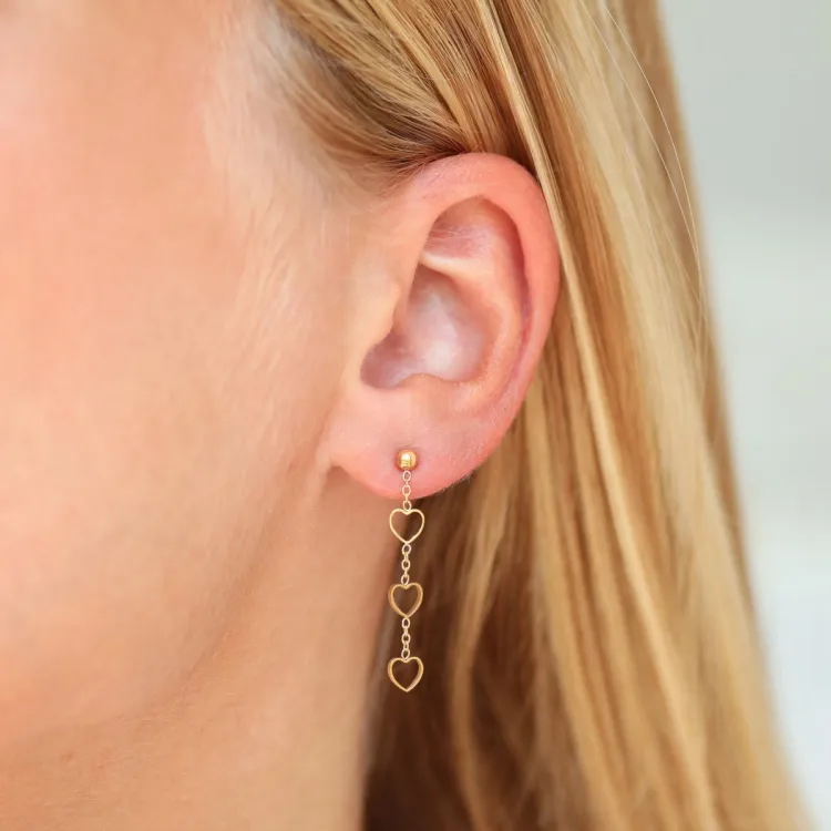 waterproof hart oorbellen in verguld staal - OCEANA
