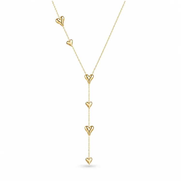 waterproof hart Y-ketting in verguld staal - OCEANA