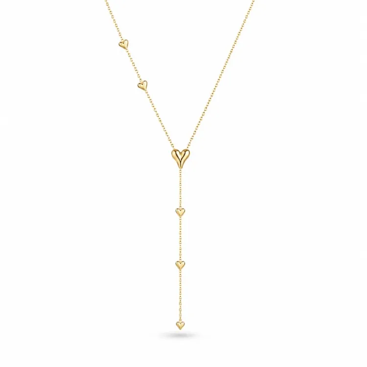 waterproof hart Y-ketting in verguld staal - OCEANA