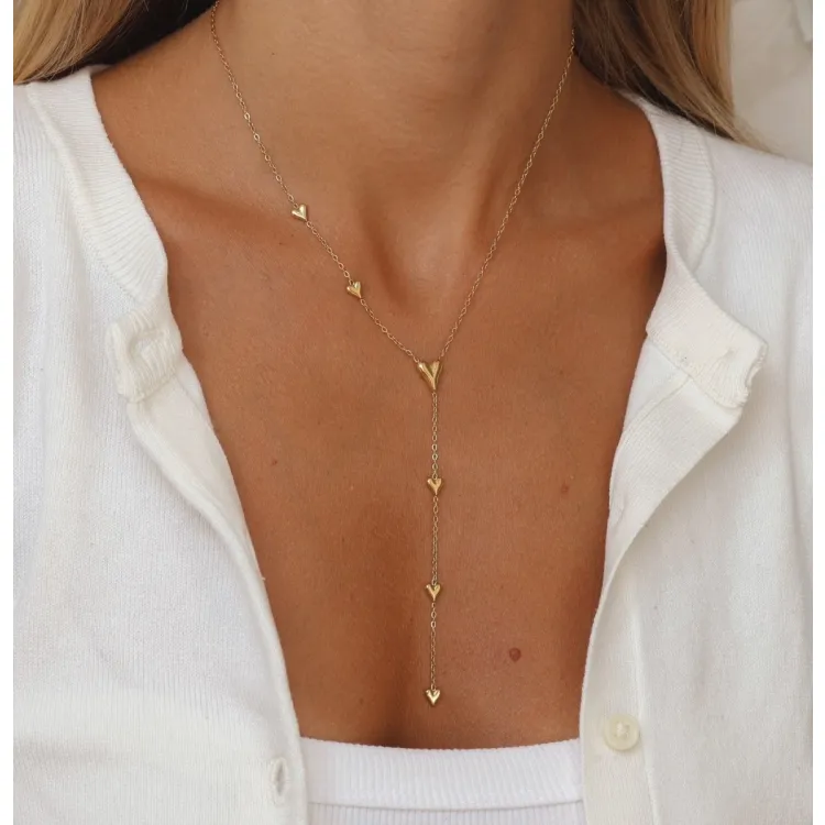 waterproof hart Y-ketting in verguld staal - OCEANA