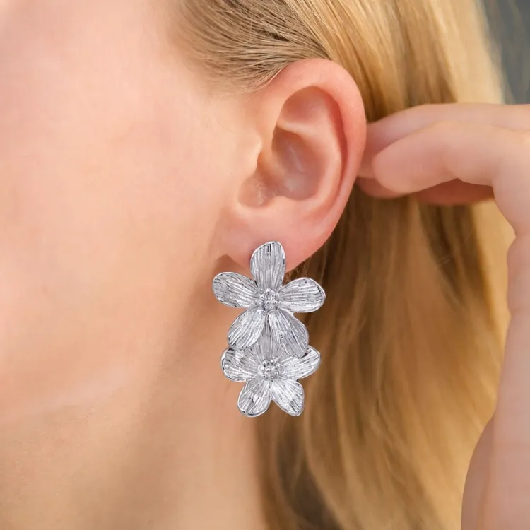 waterproof bloem oorbellen in staal - OCEANA