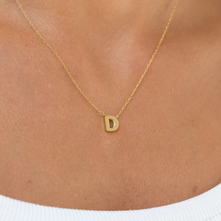 waterproof letter d ketting met hanger in verguld staal - My Letter