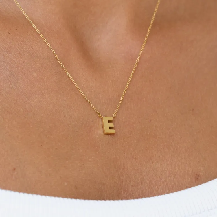 waterproof letter e ketting met hanger in verguld staal - My Letter