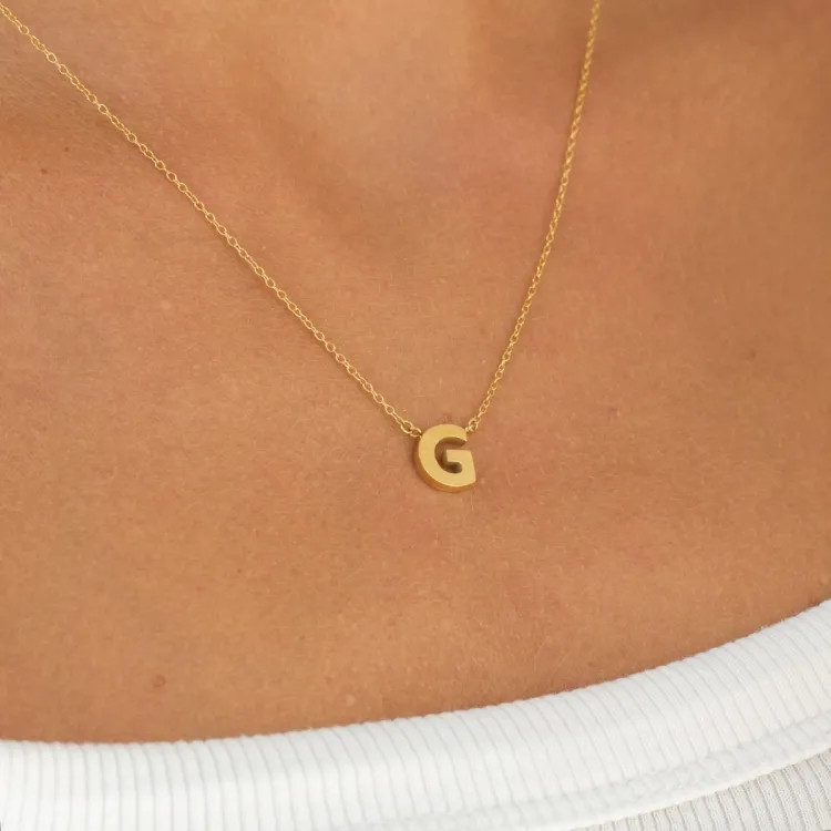 waterproof letter g ketting met hanger in verguld staal - My Letter