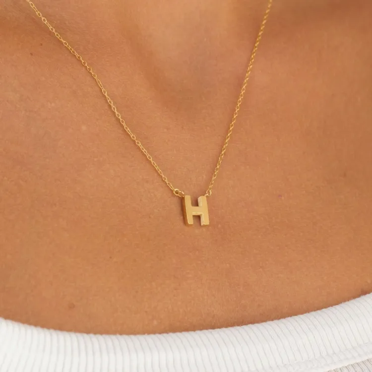 waterproof letter h ketting met hanger in verguld staal - My Letter