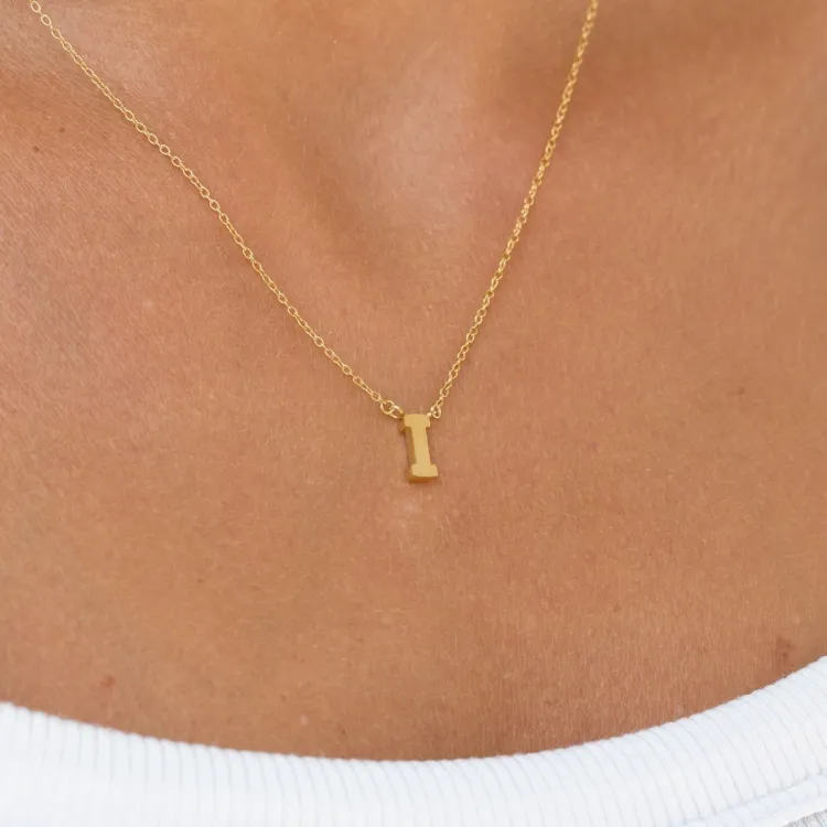 waterproof letter i ketting met hanger in verguld staal - My Letter