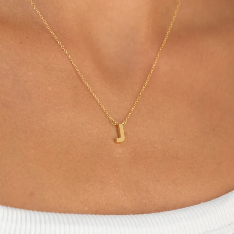 waterproof letter j ketting met hanger in verguld staal - My Letter