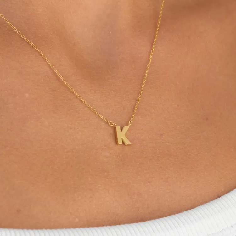 waterproof letter k ketting met hanger in verguld staal - My Letter