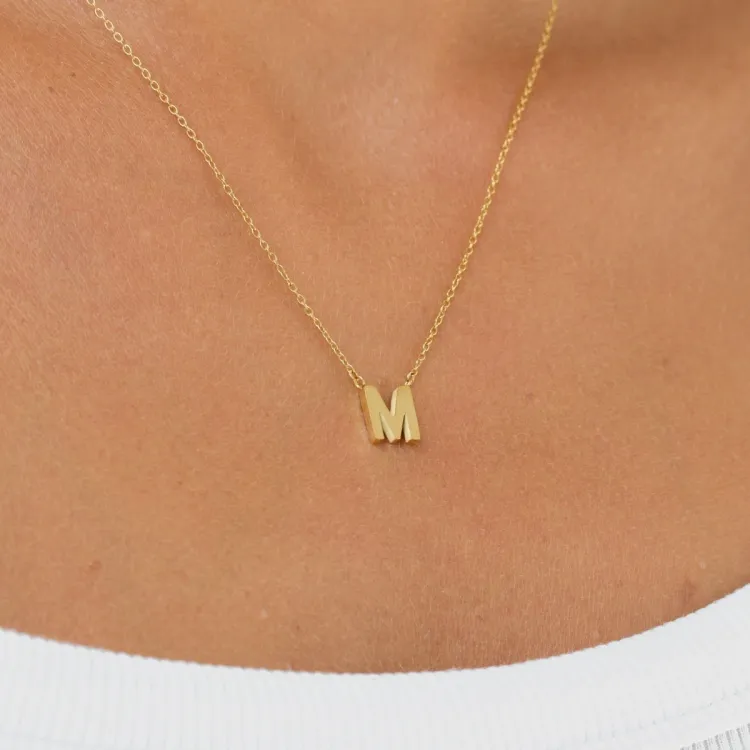 waterproof letter m ketting met hanger in verguld staal - My Letter