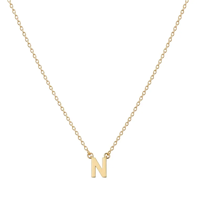 waterproof letter n ketting met hanger in verguld staal - My Letter