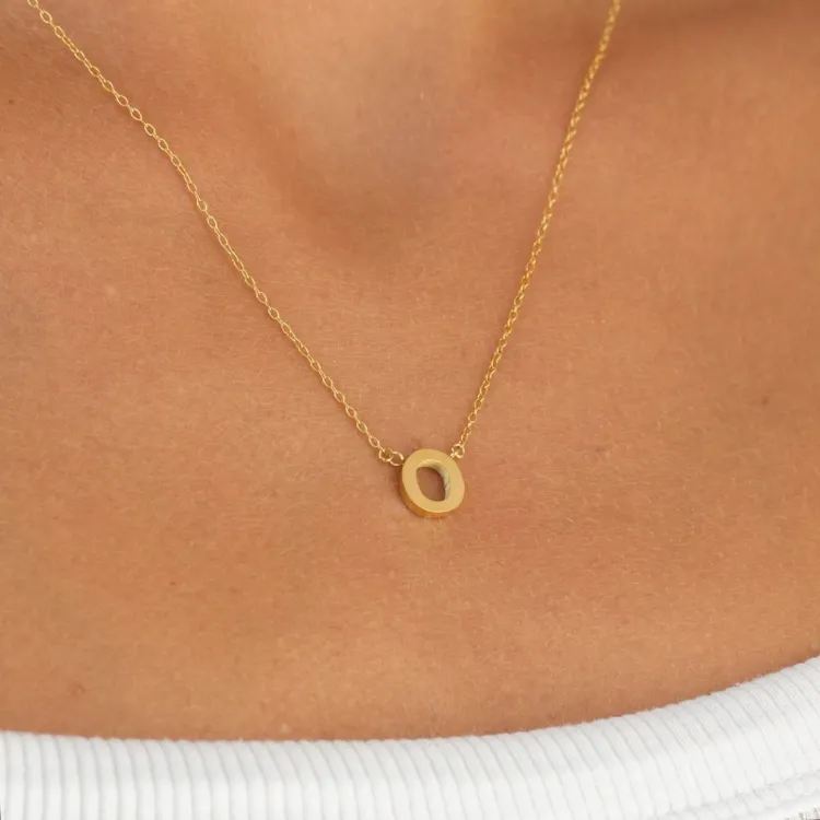 waterproof letter o ketting met hanger in verguld staal - My Letter