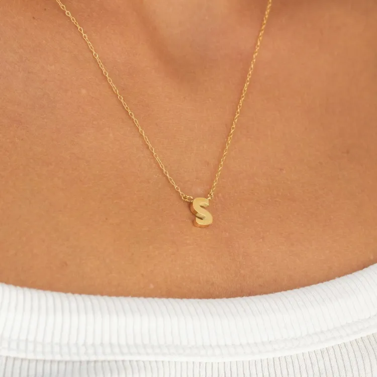 waterproof letter s ketting met hanger in verguld staal - My Letter