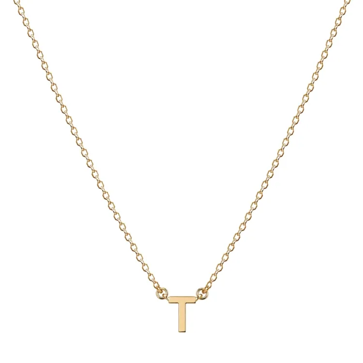 waterproof letter t ketting met hanger in verguld staal - My Letter