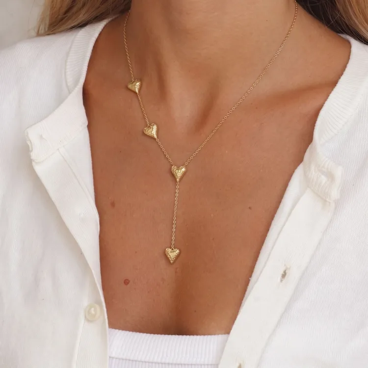 waterproof hart Y-ketting in verguld staal - OCEANA