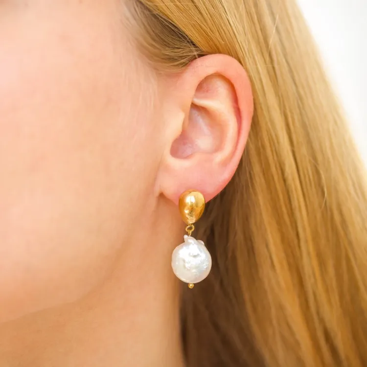 waterproof parel oorbellen in verguld staal - OCEANA