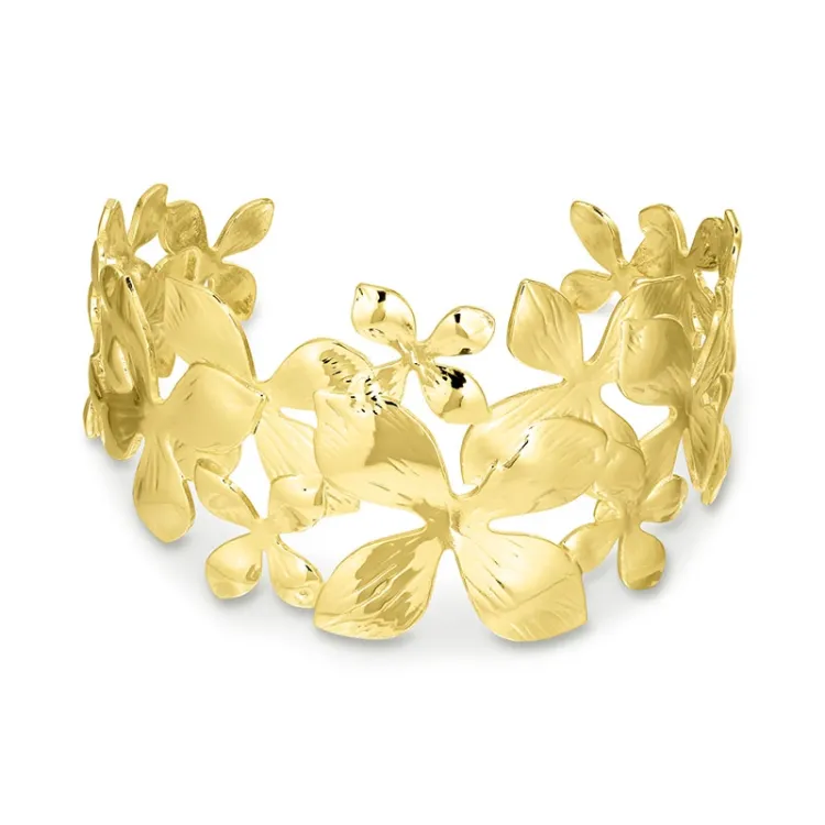waterproof bloem armband in verguld staal - OCEANA
