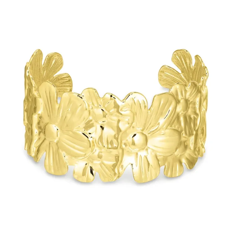 waterproof bloem armband in verguld staal - OCEANA