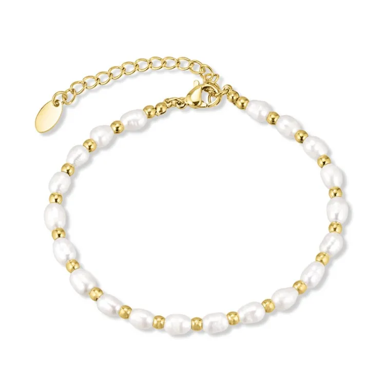 waterproof parel armband in verguld staal - OCEANA