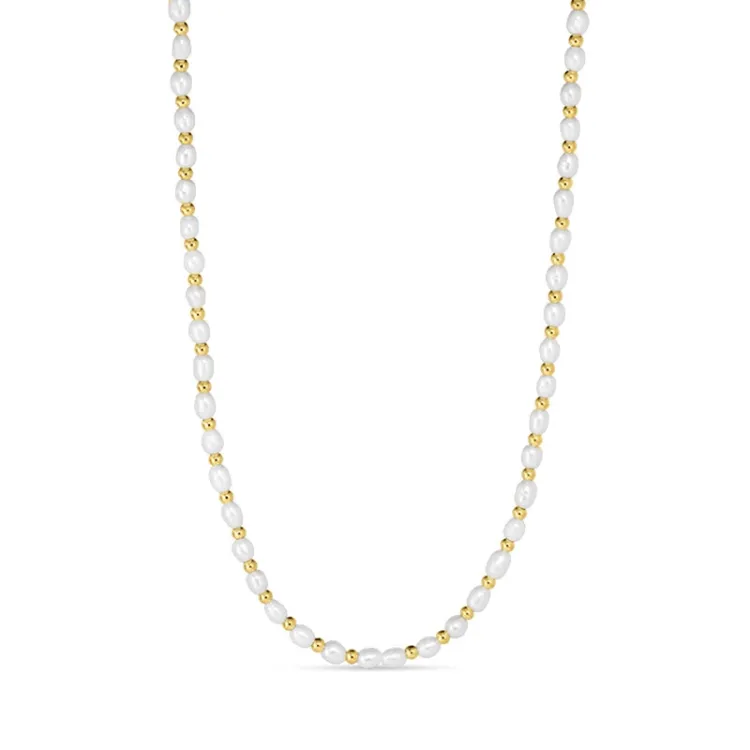 waterproof parel ketting in verguld staal - OCEANA