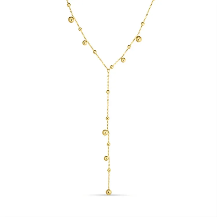 waterproof bolletje Y-ketting in verguld staal - OCEANA