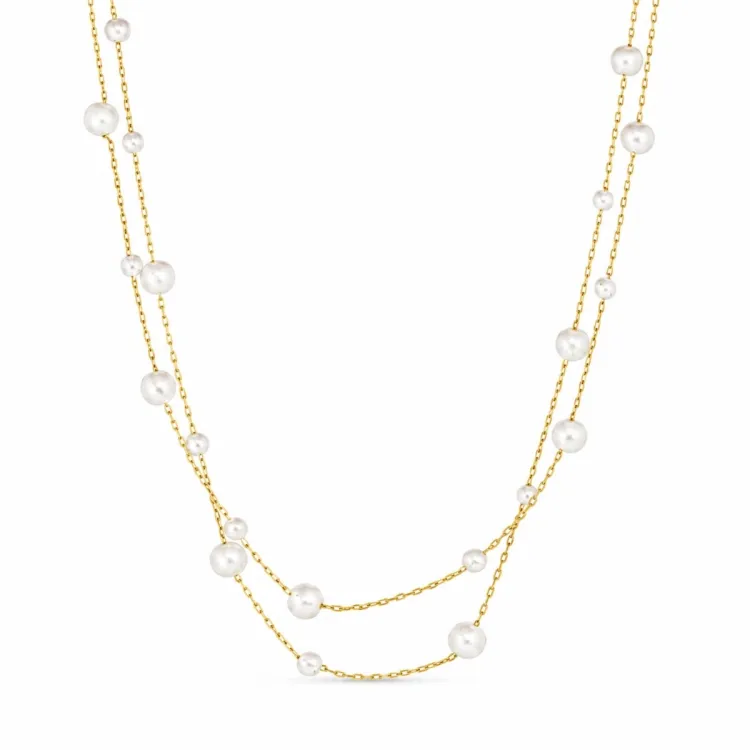 waterproof parel ketting in verguld staal - OCEANA