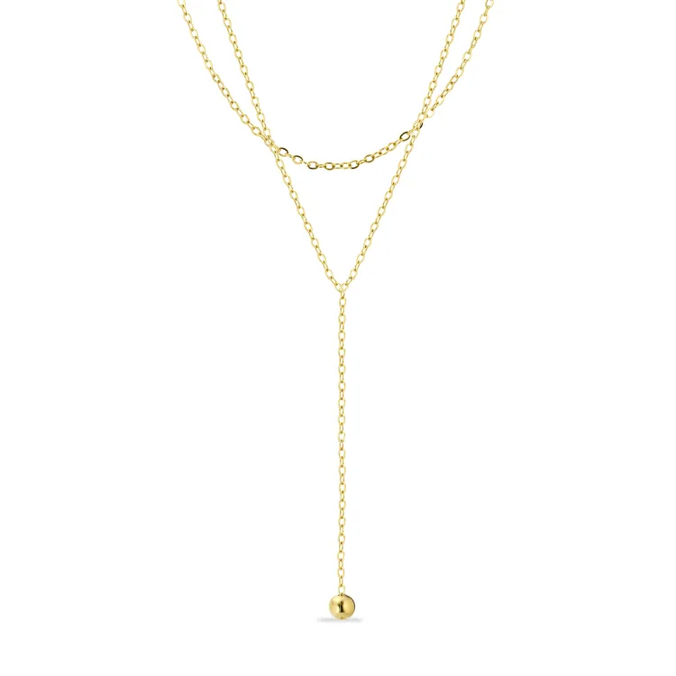 waterproof Y-ketting in verguld staal 38 + 4 cm x   - OCEANA