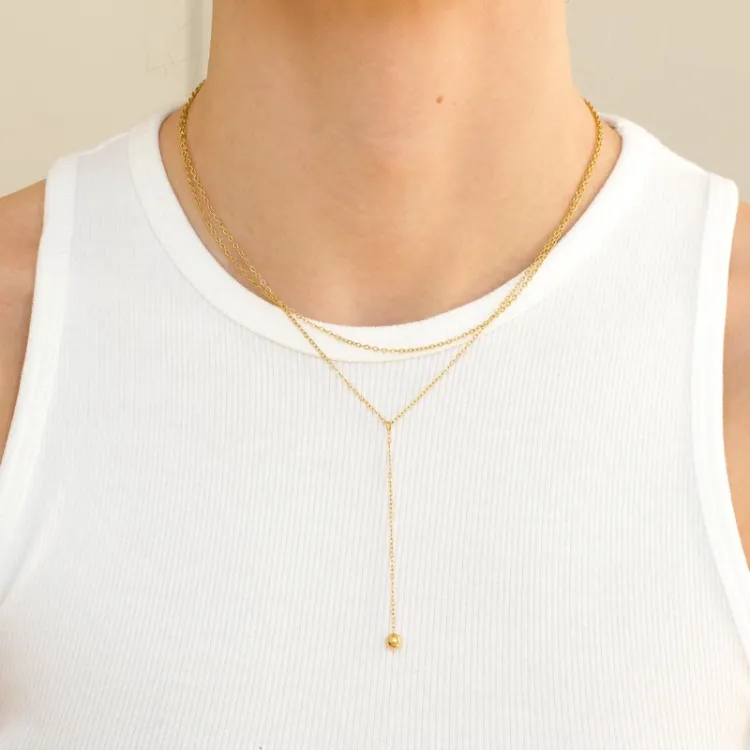 waterproof Y-ketting in verguld staal 38 + 4 cm x   - OCEANA