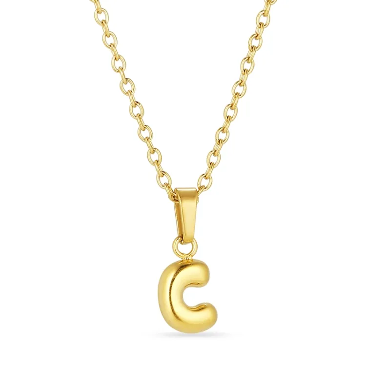 waterproof letter c ketting in verguld staal - OCEANA