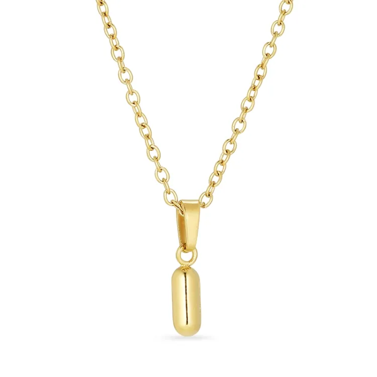 waterproof letter i ketting in verguld staal - OCEANA